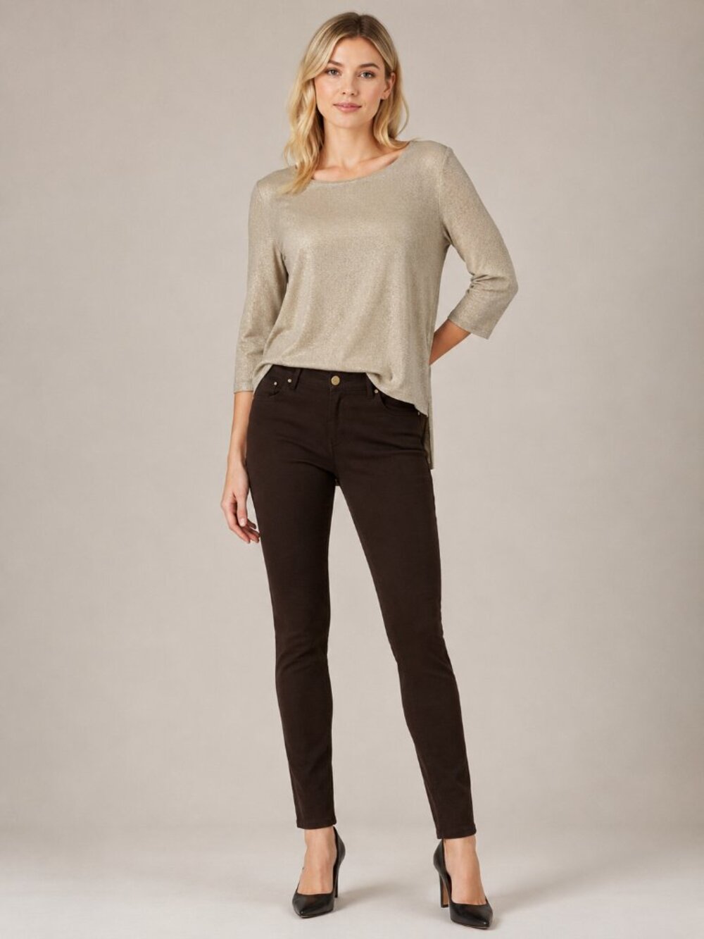 Chico's So Slimming Chino Pant Mid Rise Brown 00 Short #A3401